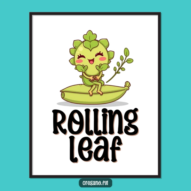 Funny Oregano Bay Leaf Ride Digital Art: Winking Culinary Print, Instant Funny Gift