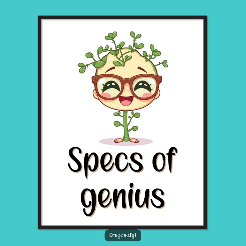 Funny Oregano Specs Digital Art: Instant Herb Humor with Giggles