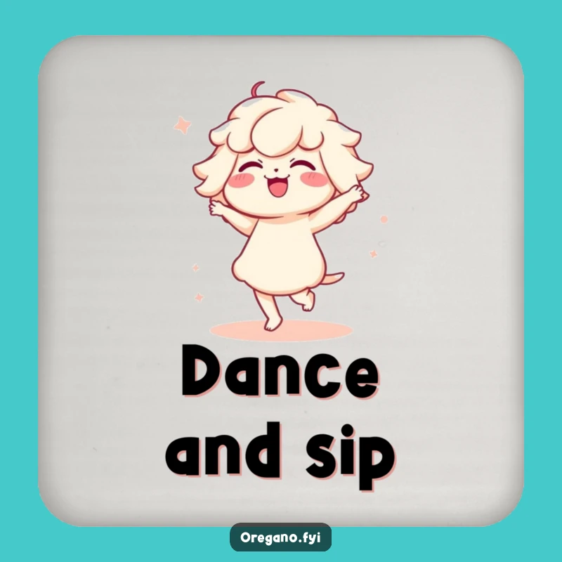 Funny Kawaii Oregano Drink Coaster: Dancing Herb Table Protection, Sweet Gift