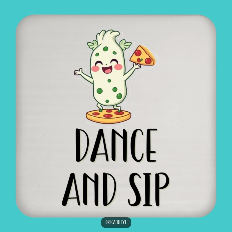 Funny Dancing Oregano Coaster: Protect Surfaces with Pizza Charm