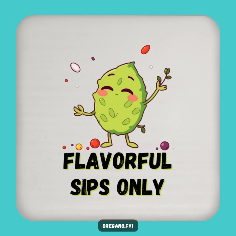 Funny Oregano Leaf Drink Coaster - Giggling Herb Protector for Tables