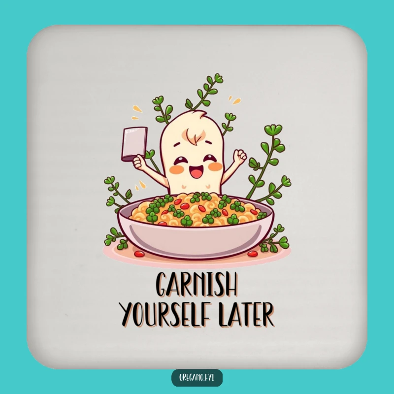 Funny Oregano Coaster: Herb Character Protecting Surfaces with Flavor - Perfect Gift!