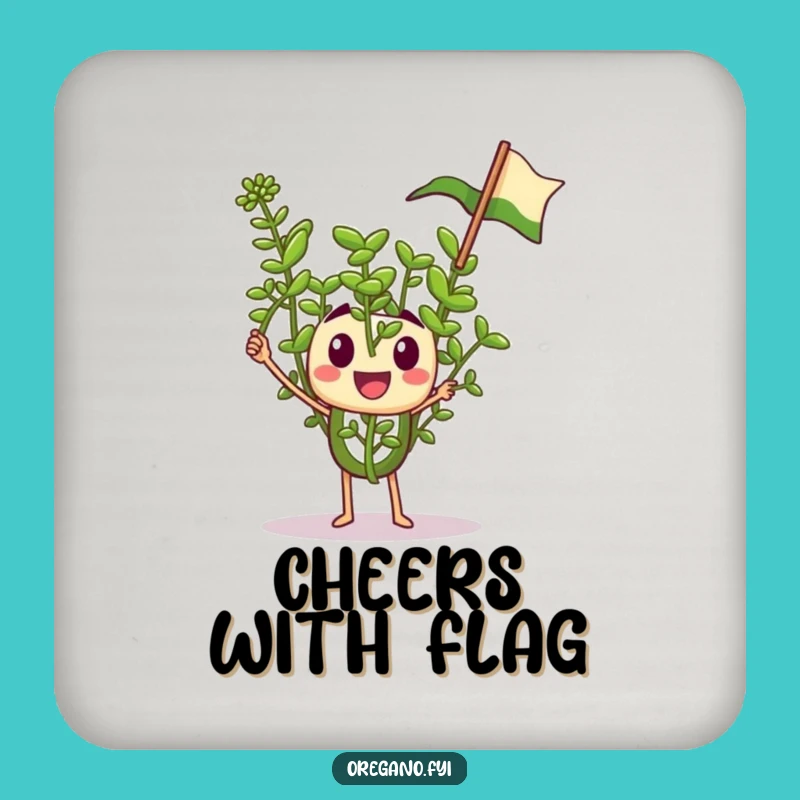 Funny Oregano Coasters: Tiny Waving Flag Herb Set for Cheerful Tables
