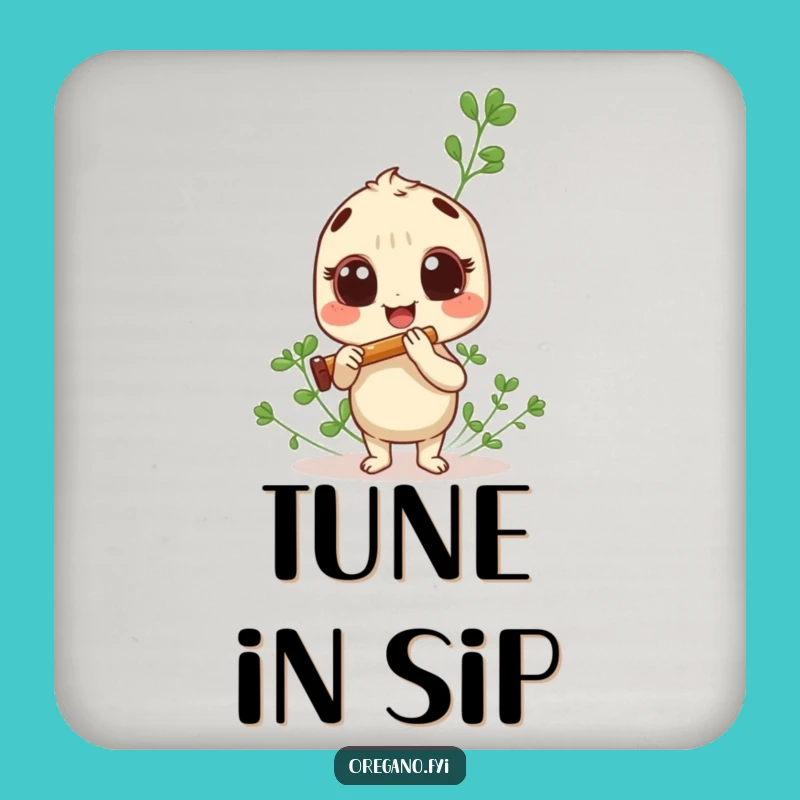 Funny Oregano Panpipe Coaster: Herb's Musical Protection, Perfect Funny Gift Set