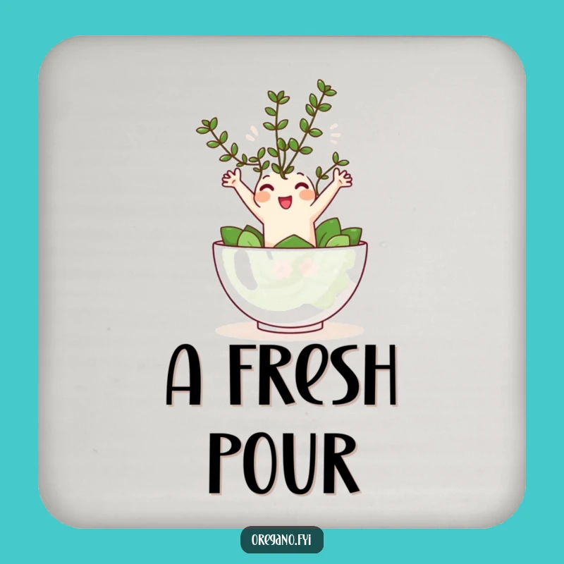 Funny Oregano Salad Leap Coaster - Protect Surfaces with Joyful Herb Style
