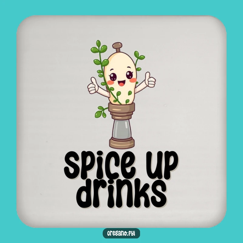 Funny Oregano Thumbs Up Coaster - Protect Surfaces with Humorous Herb Style