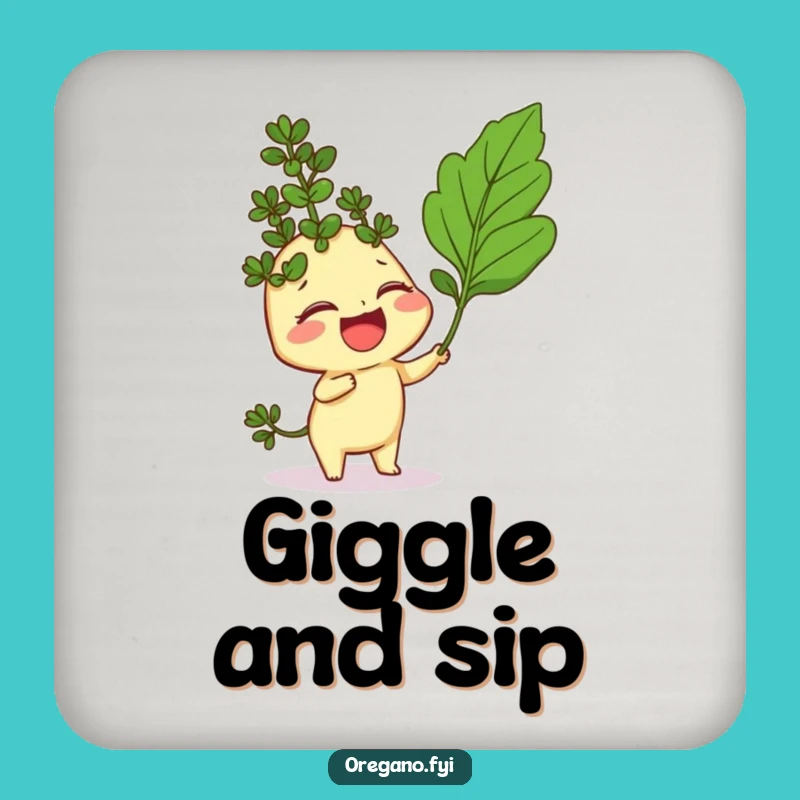 Funny Oregano Coasters: Giggling Herb Tickle Set for Cheerful Tables