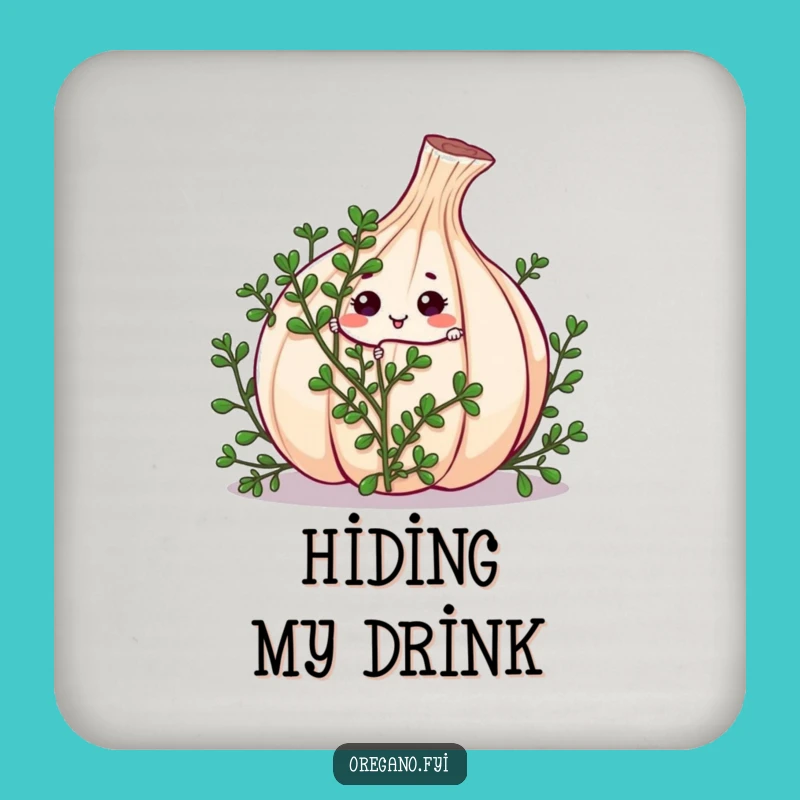 Funny Kawaii Oregano Peek-a-Boo Coaster: Herb Protection Fun, Hilarious Gift Set