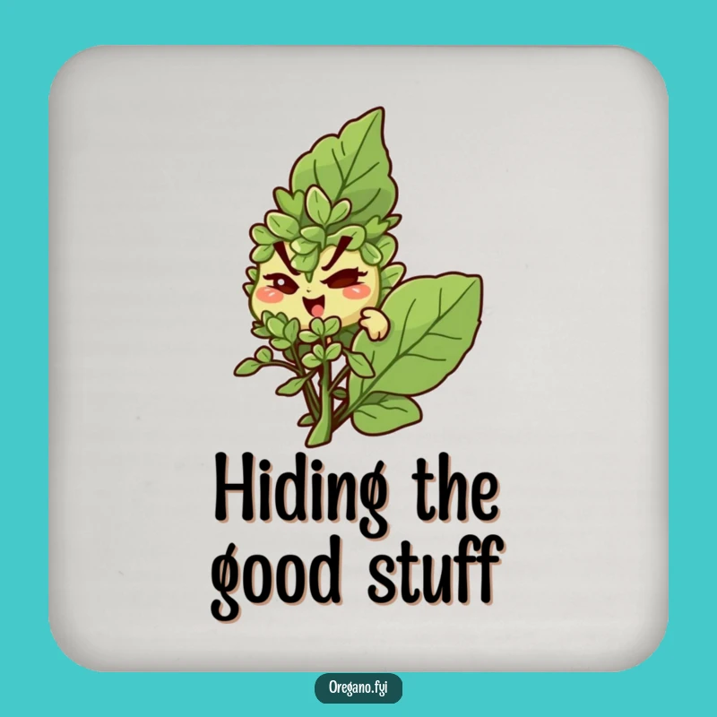 Funny Mischief Oregano Coaster - Winking Herb Secret, Hilarious Bar Accessory Gift!