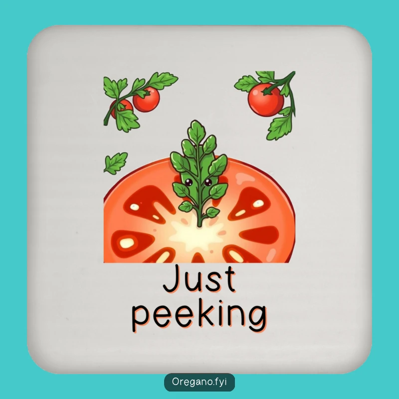Funny Shy Oregano Tomato Coaster Set: Protect Surfaces with Gentle Humor Gift