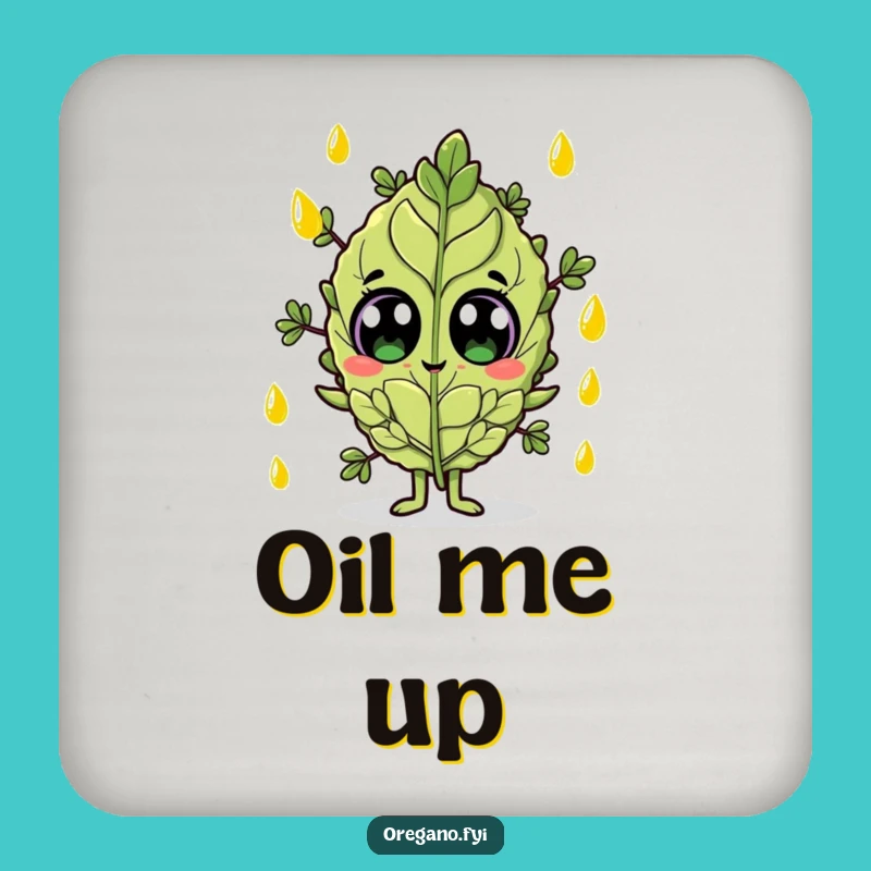 Funny Olive Oil Oregano Coaster: Protect Surfaces with Surprised Herb, Perfect Funny Gift