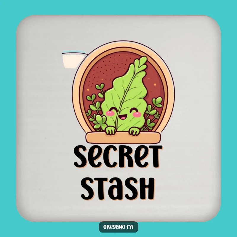 Funny Peeking Oregano Coaster: Spice Rack Peek, Cute Funny Gift