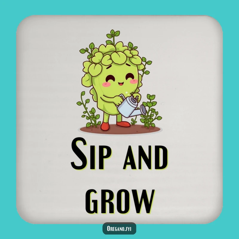 Funny Oregano Gardener Coaster Set: Protect Surfaces with Botanical Humor Gift