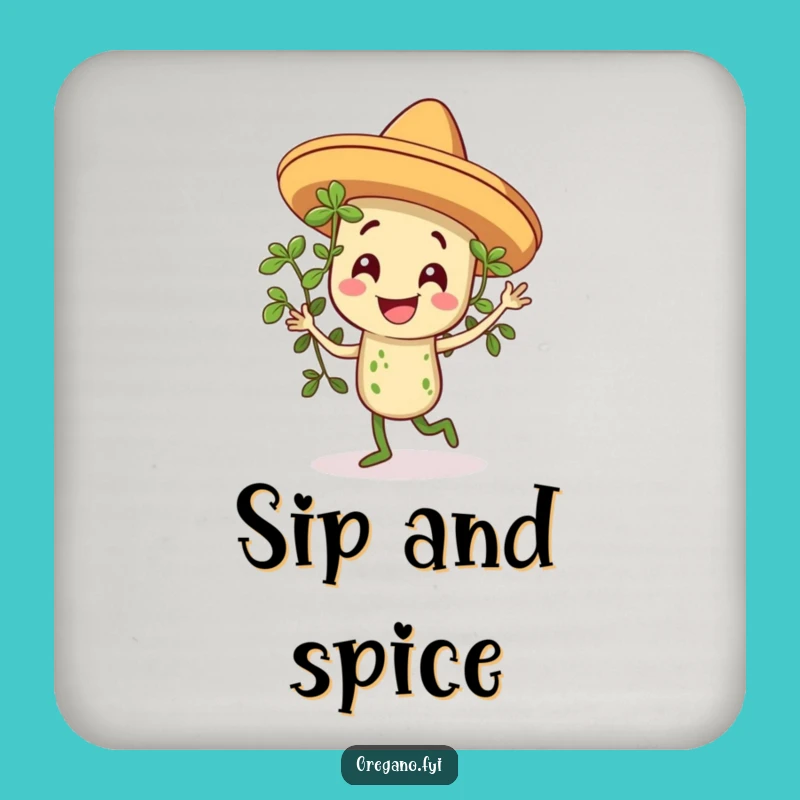Funny Sombrero Oregano Dancing Coaster, Protect Surfaces with Herb Style