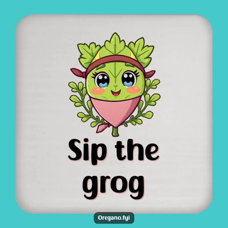 Funny Pirate Oregano Coaster: Protect Surfaces from Herbaceous Loot