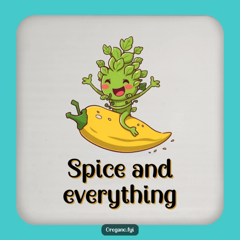 Funny Oregano Pepper Flake Rider Coaster Set: Protect Surfaces with Spicy Humor Gift