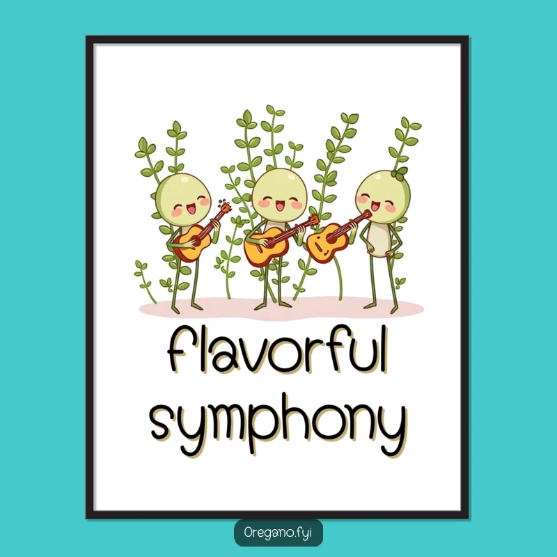Funny Oregano Band Poster: Harmonizing Herbs, Musical Wall Art