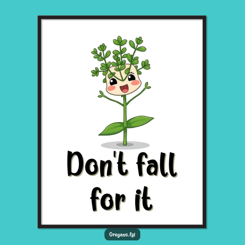Funny Balancing Oregano Poster: Comical Herb Art for Humorous Walls