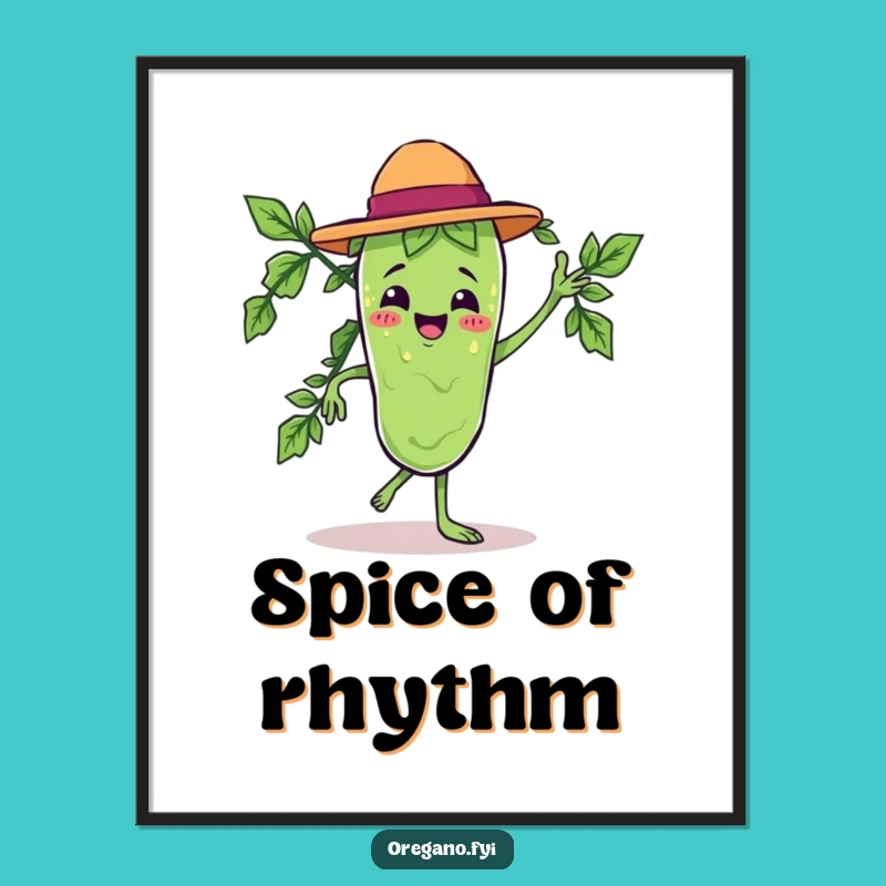 Funny Kawaii Oregano Salsa Poster: Dance Your Walls to Life