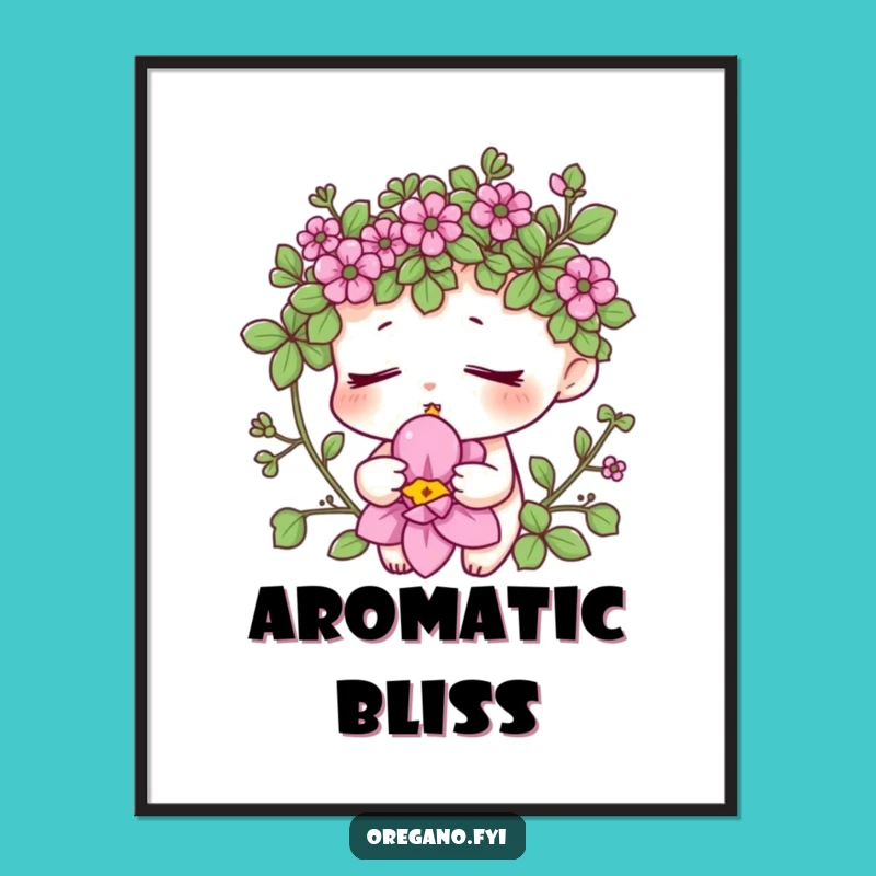 Funny Oregano Aroma Poster - Peaceful Herb Art for Serene Spaces