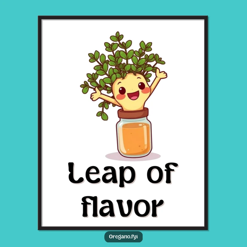 Funny Oregano Leap Poster: Add Dynamic Herbal Art to Your Walls