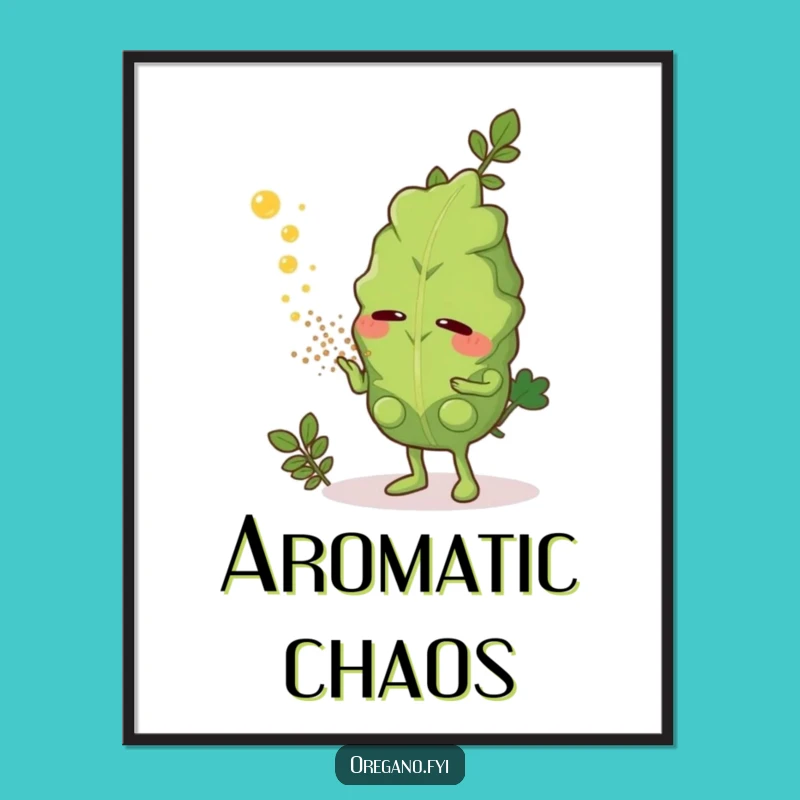 Funny Oregano Sneeze Poster: Aromatic Herb Dust Wall Art, Quirky Funny Gift for Decor