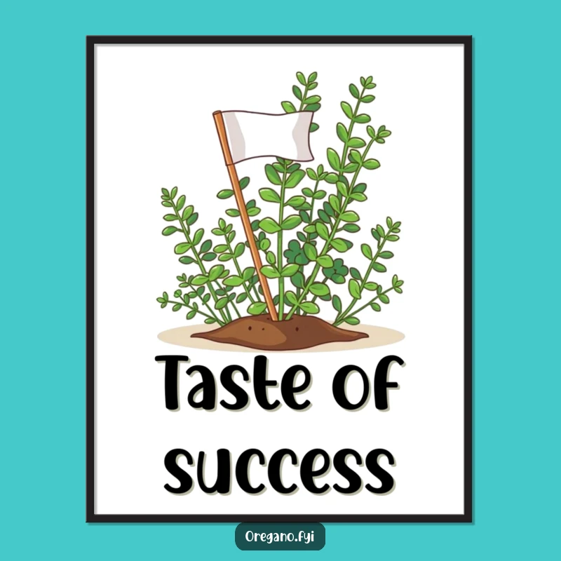 Funny Oregano Victory Flag Poster: Decorate with This Champion Herb Art!