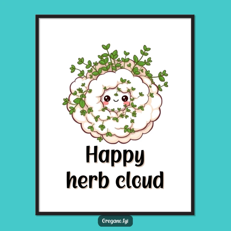 Funny Oregano Cloud Poster - Whimsical Herb Art Print!