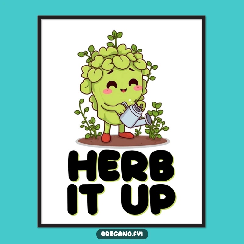 Funny Oregano Gardener Poster: Whimsical Botanical Art for Herb Lovers Gift