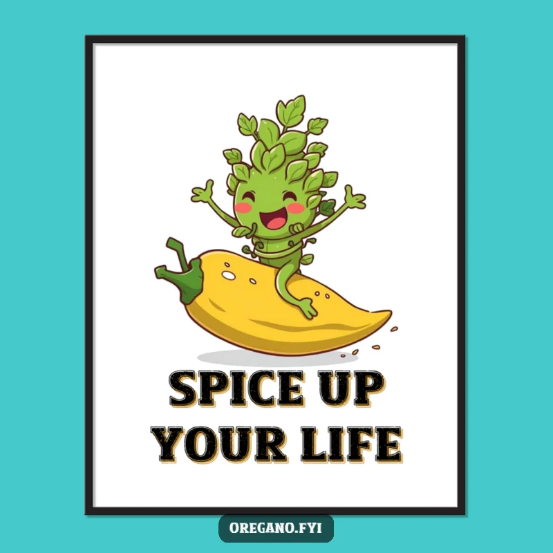 Funny Oregano Pepper Flake Rider Poster: Dynamic Spice Art for Your Walls Gift