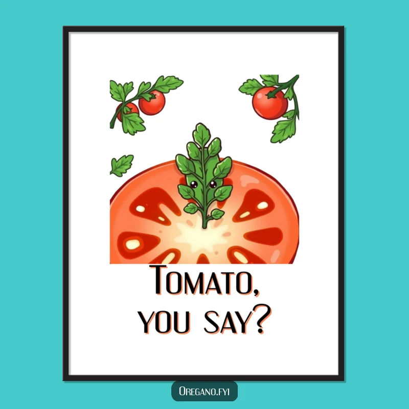 Funny Shy Oregano Tomato Poster: Adorable Wall Art for Gentle Souls Gift