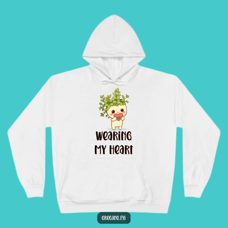 Funny Kawaii Oregano Heart Hoodie: Cozy Leafy Love Herb Gift