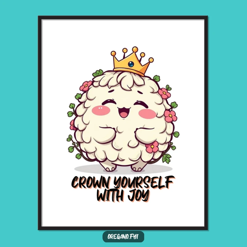 Funny Free Printable Wall Art: Giggling Crowned Oregano for Regal Decor