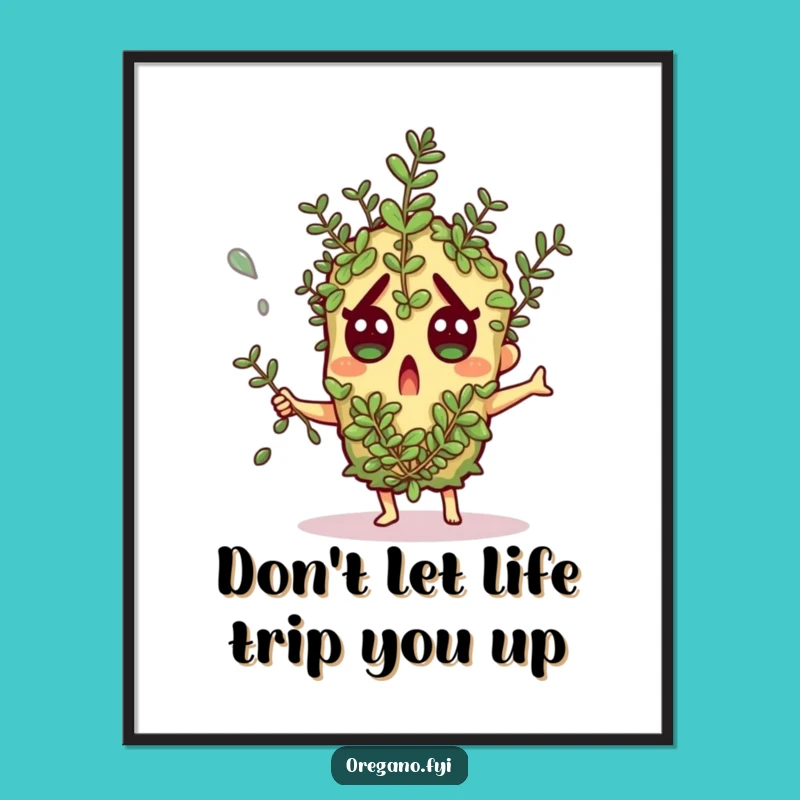 Funny Free Printable Wall Art: Shocked Oregano Dodging Herb - Quirky Downloadable Decor!