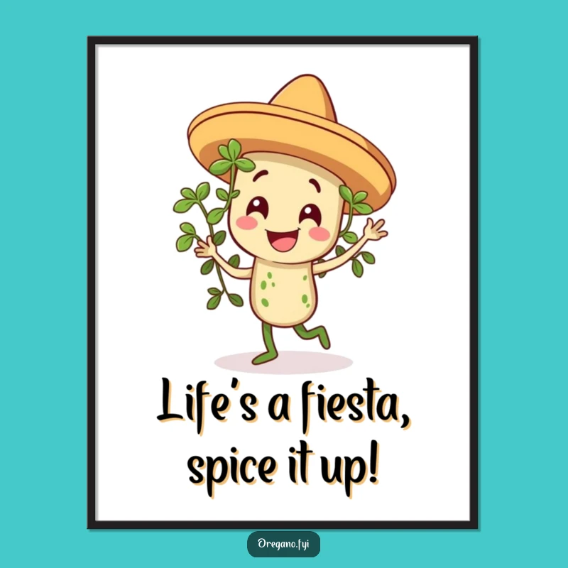 Free Printable Wall Art: Dancing Sombrero Oregano Humorous Decor Downloadable