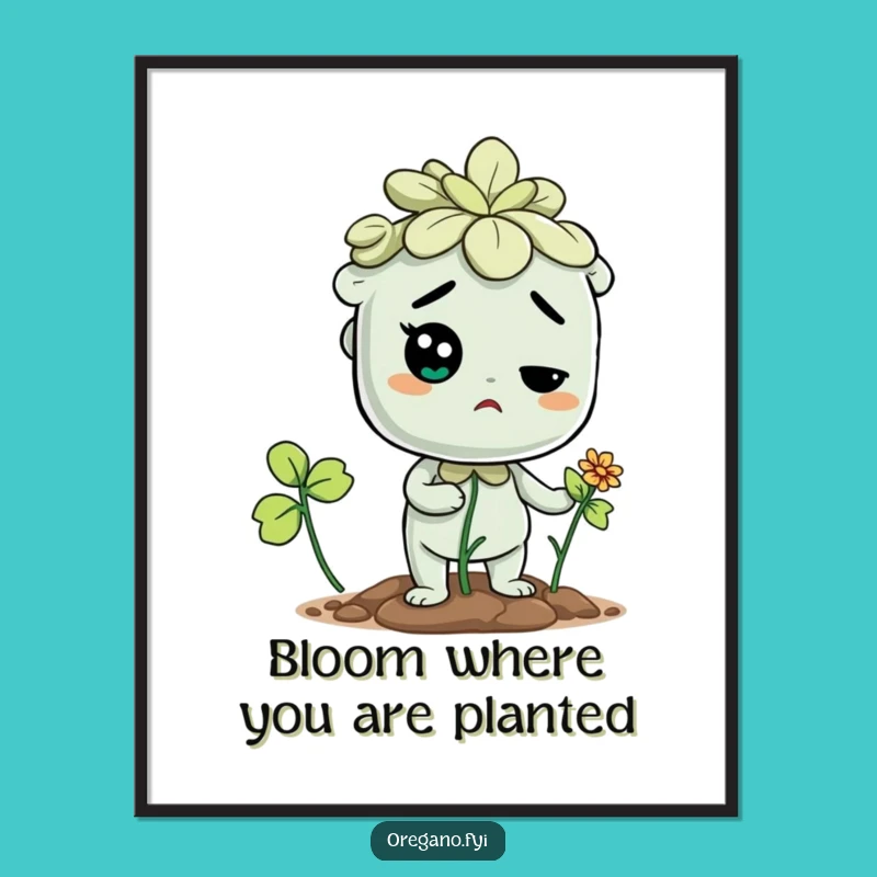 Free Printable Wall Art: Determined Oregano Flower, Humorous Downloadable Decor!