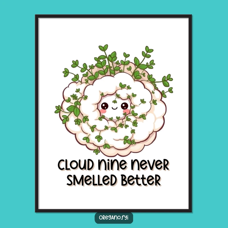 Free Printable Wall Art: Happy Oregano Cloud Design, Hilarious Downloadable Decor