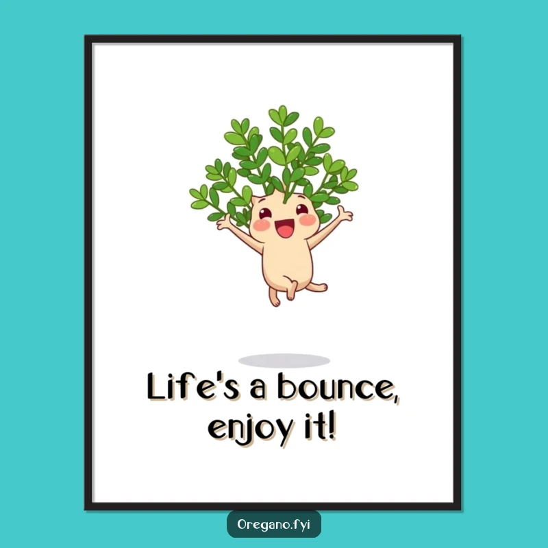 Free Printable Wall Art: Joyful Oregano Jumping Humorous Decor Downloadable