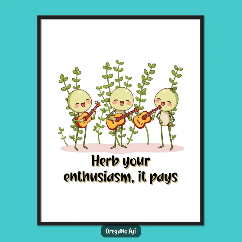 Funny Free Printable Wall Art: Harmonizing Oregano Band - Downloadable DIY Music Decor