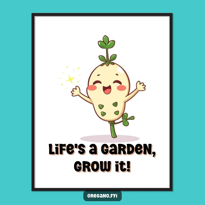 Free Printable Wall Art: Funny Kawaii Oregano Sprinkles Sparkly Cheer!