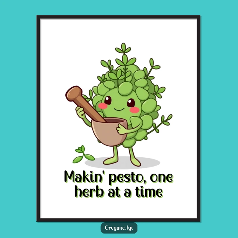 Funny Free Printable Wall Art: Oregano Grinder, Quirky Downloadable Decor Kitchen Gift