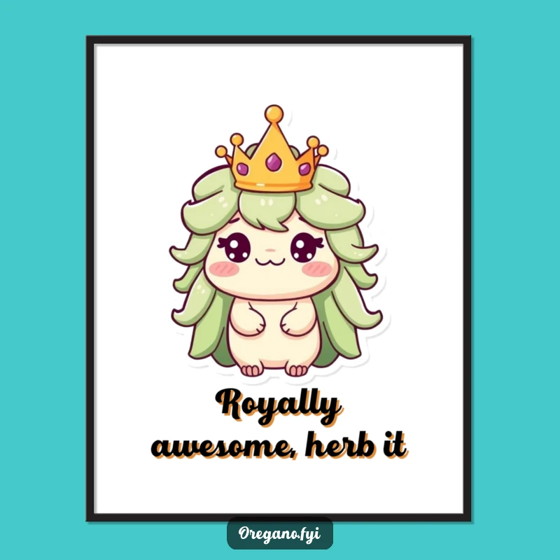 Free Printable Regal Oregano Wall Art: Royal Herb Downloadable Decor