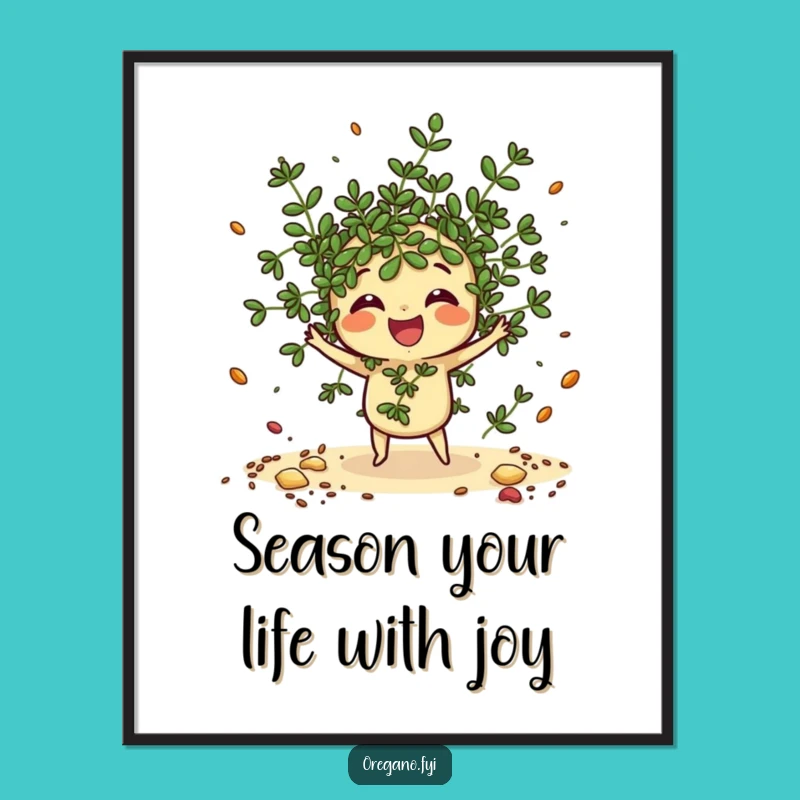 Free Printable Wall Art: Scattering Spices Oregano, Funny Downloadable Kitchen Decor