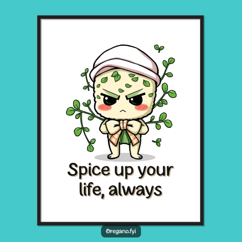 Funny Free Printable Wall Art: Oregano Chef's Culinary Quest, Quirky Downloadable Decor