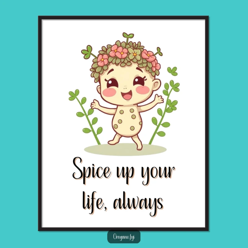 Free Printable Dancing Oregano Wall Art - Fun Downloadable Decor for Kitchens!