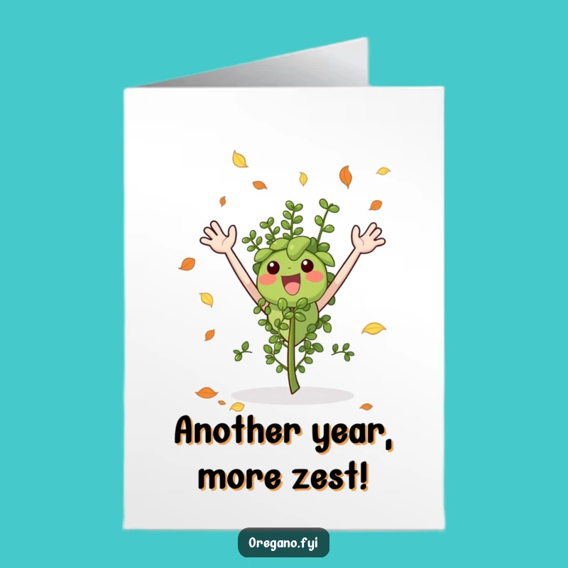 Free Printable Birthday Card: Autumn Oregano Leaf Catching Fun Downloadable