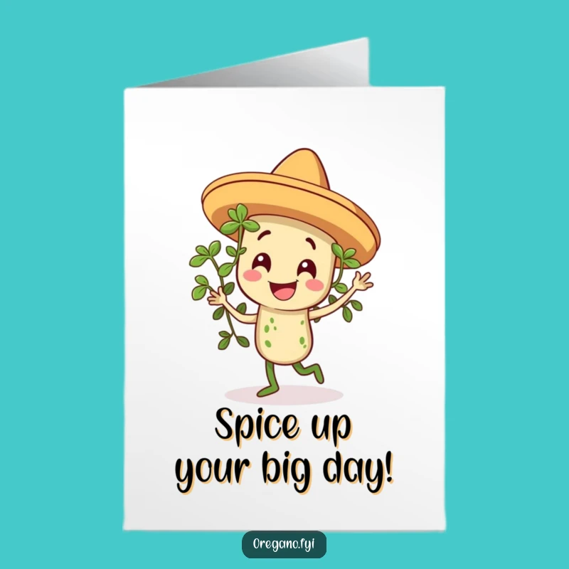 Free Printable Birthday Card: Dancing Oregano Fiesta Fun Downloadable Gift