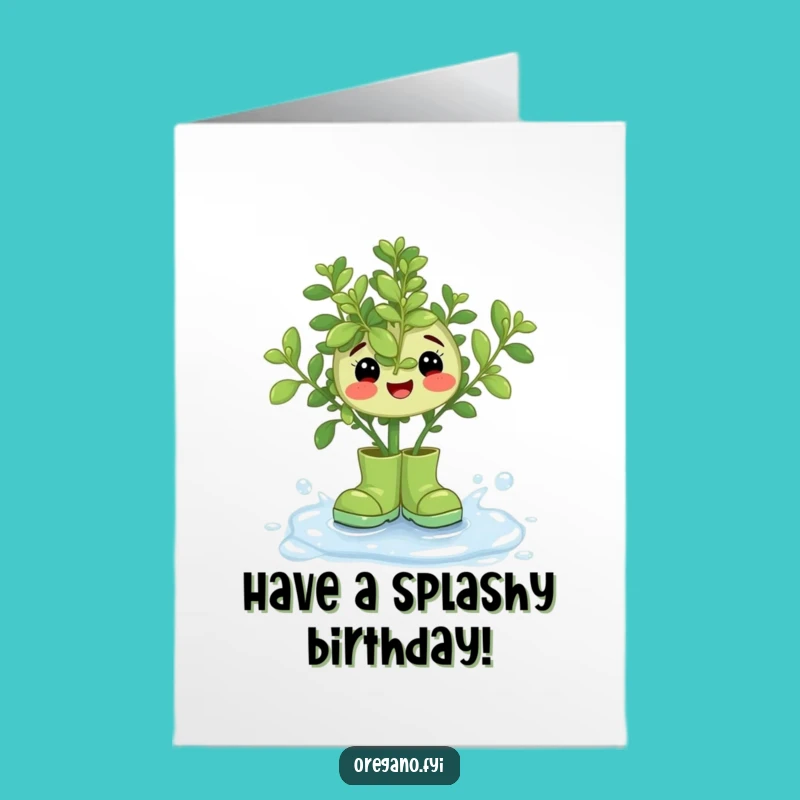 Free Printable Birthday Card: Whimsical Oregano Rain Boots for a Fun Downloadable Gift