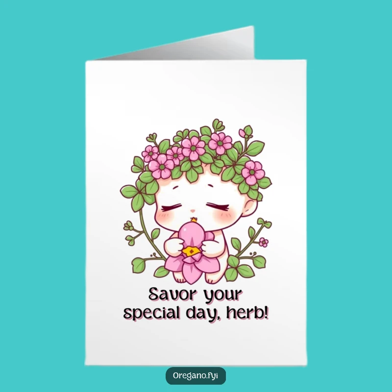 Free Printable Blissful Oregano Birthday Card - Relaxing Downloadable DIY Gift