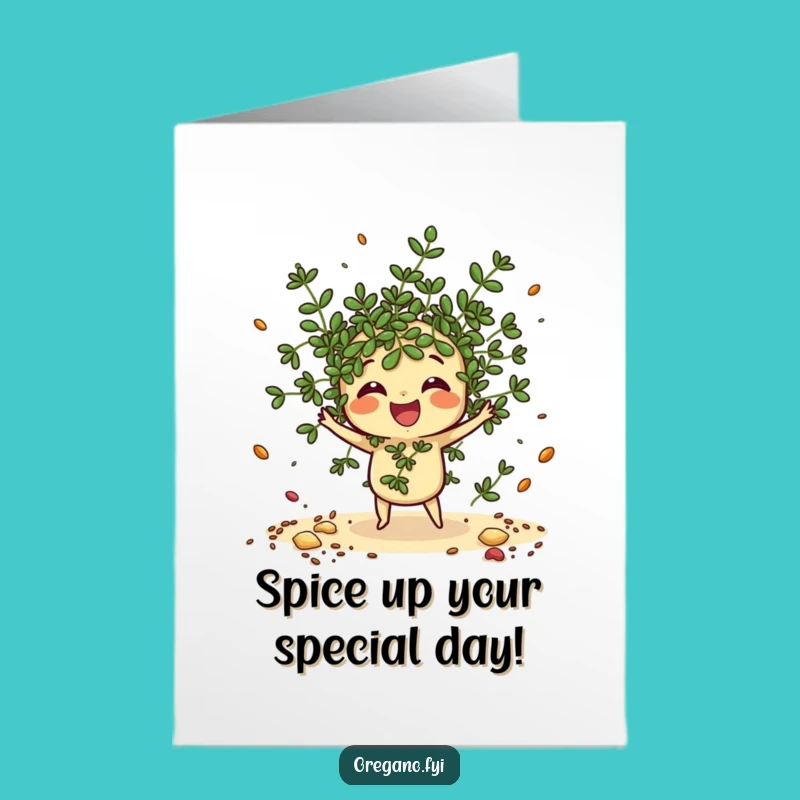 Free Printable Oregano Birthday Card: Spice Scatterer Spreading Birthday Joy DIY